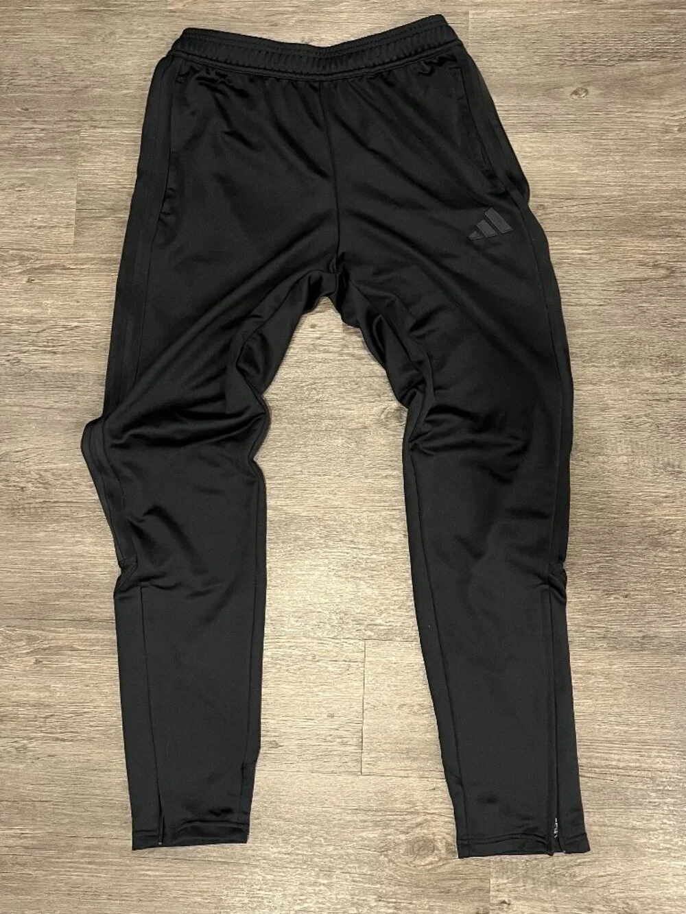 Adidas Black Track Pants Youth Size 16/18 Zip Ankle Joggers
